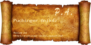 Puchinger Anikó névjegykártya